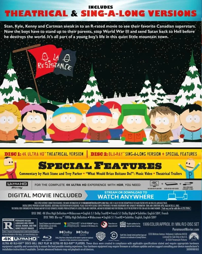 South Park: Bigger, Longer & Uncut [4K UHD + Blu-Ray + Digital Copy]